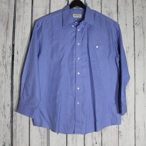 ORVIS Mens Blue White Plaid Button Down LS Shirt